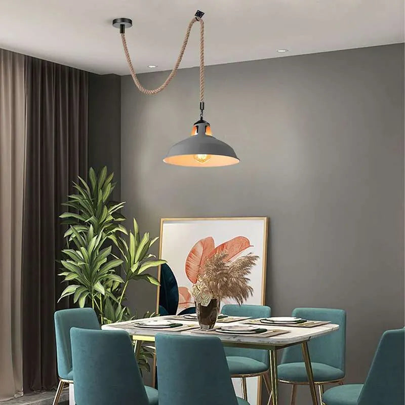 Hemp Rope Metal Hooked Pendant Light ~5045-1