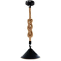 Hemp Rope Pendant Light Vintage Hanging Cone Lampshade~5078-2