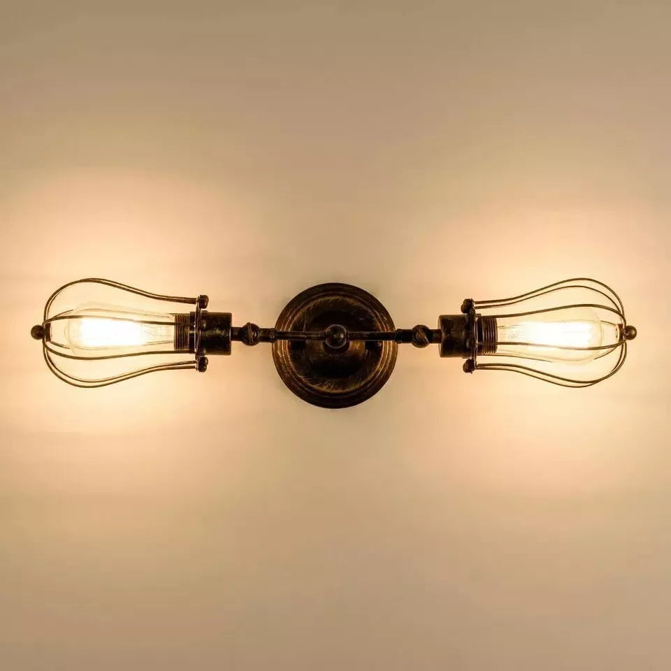 Industrial Wall Light Metal Wire cage E27 Wall Sconce Fitting ~6016-3