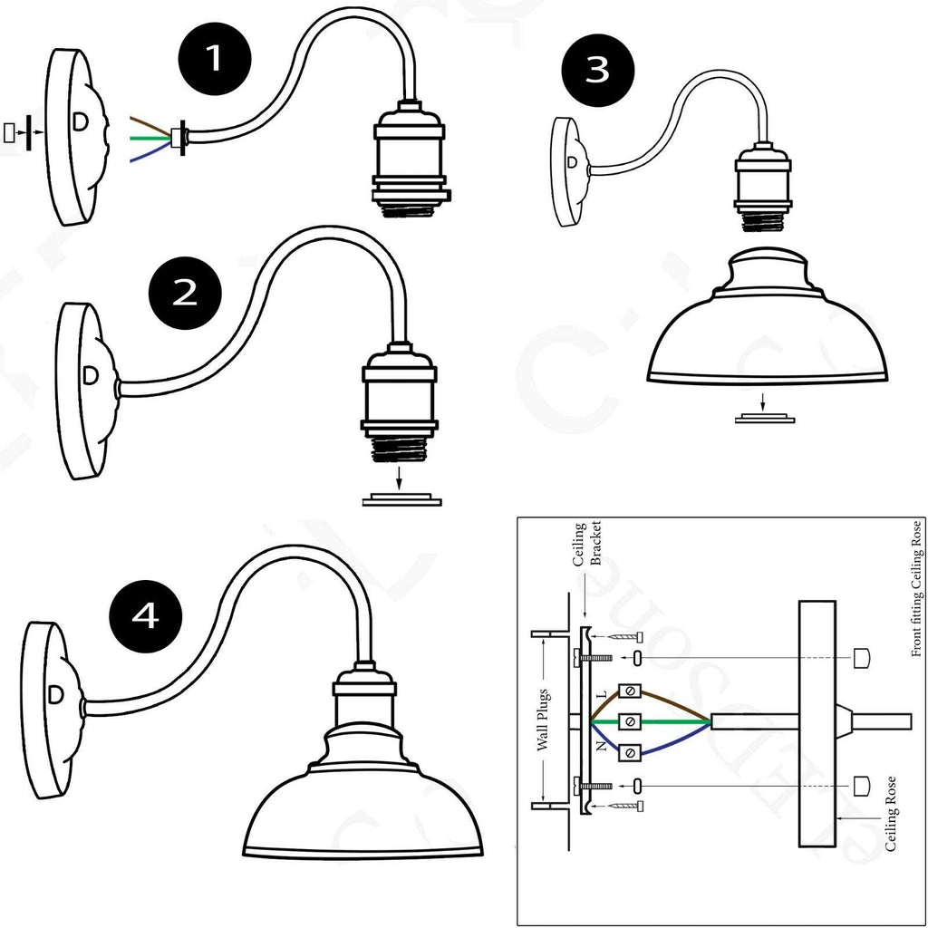 Industrial Indoor Wall Lights Easy Fit Max 60W~2016-2