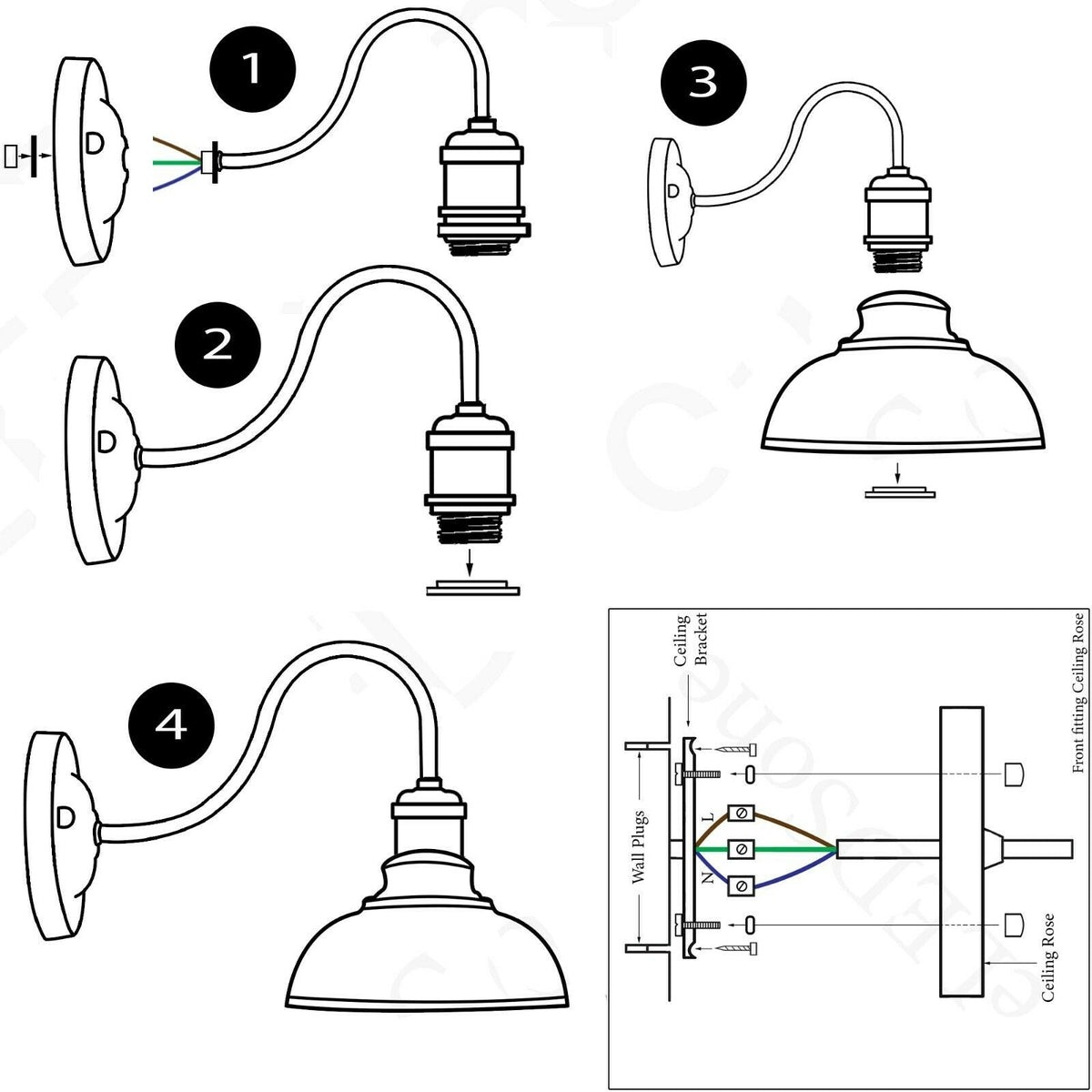 Industrial Indoor Wall Lights Easy Fit Max 60W~2016-2