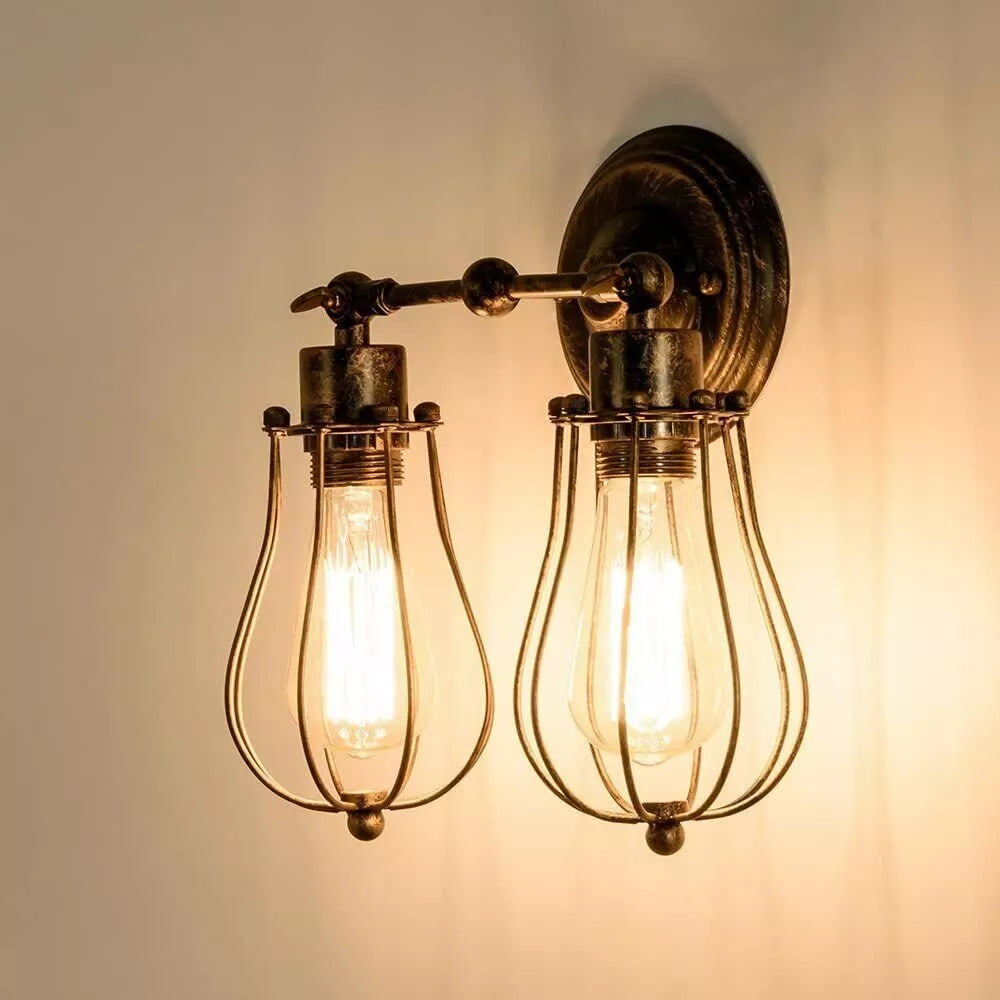 Industrial Wall Light Metal Wire cage E27 Wall Sconce Fitting ~6016-0