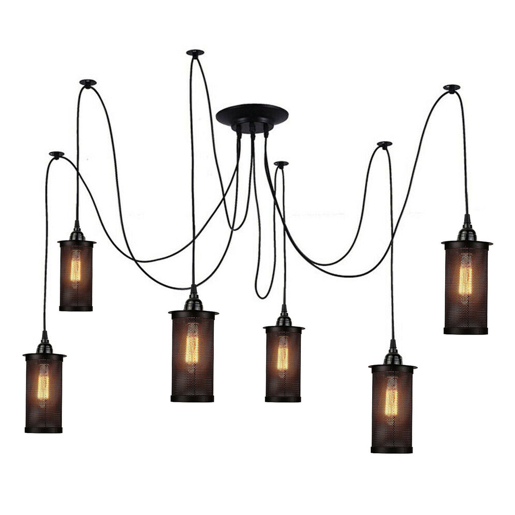 Industrial Spider Chandelier 6 Way Adjustable E27 Cages~2165