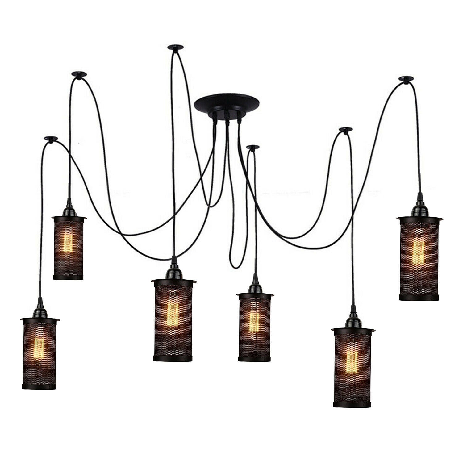Industrial Spider Chandelier 6 Way Adjustable E27 Cages~2165