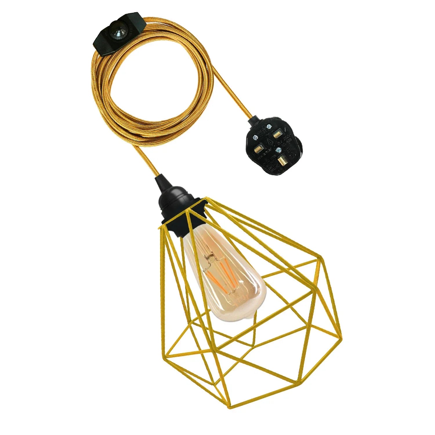 Vintage Fabric 4m Flex Cable Plug in Pendant Lamp E27 Fitting~3395