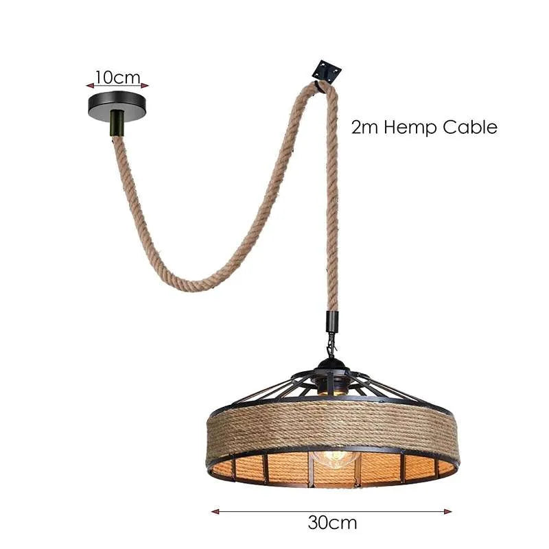 Industrial Hemp Rope Pendant Ceiling Light~5071-2