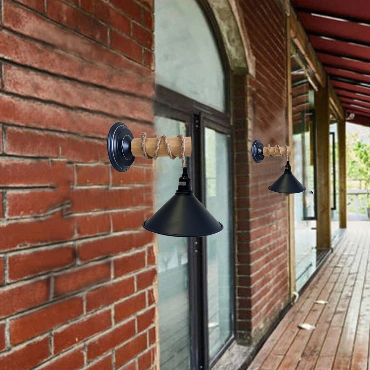 Vintage Metal & Wood Industrial Wall Light E27~3501-2