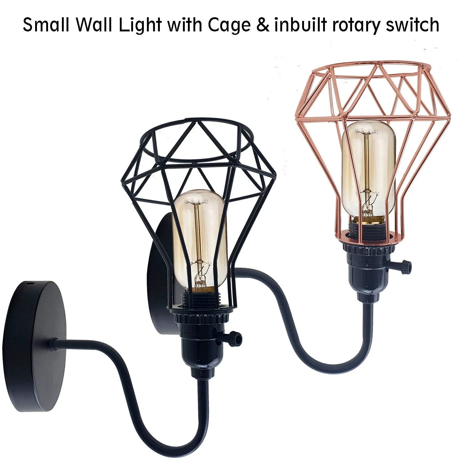 LEDSONE Industrial Vintage Wall Sconce – Geometric Metal Cage E27 Lamp ~5645-0