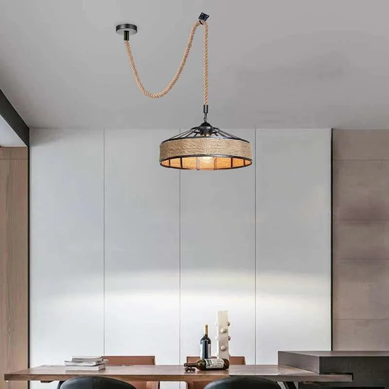 Industrial Hemp Rope Pendant Ceiling Light~5071-4
