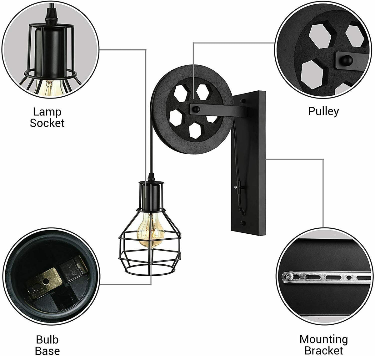 Vintage Industrial Retro Metal Wall Sconce Light-1