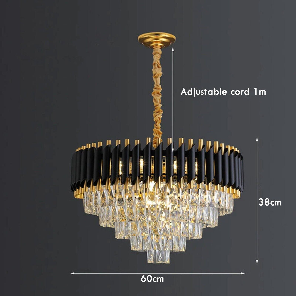 Modern Crystal Black Gold Chandelier With Matching Wall Lights~4118-3