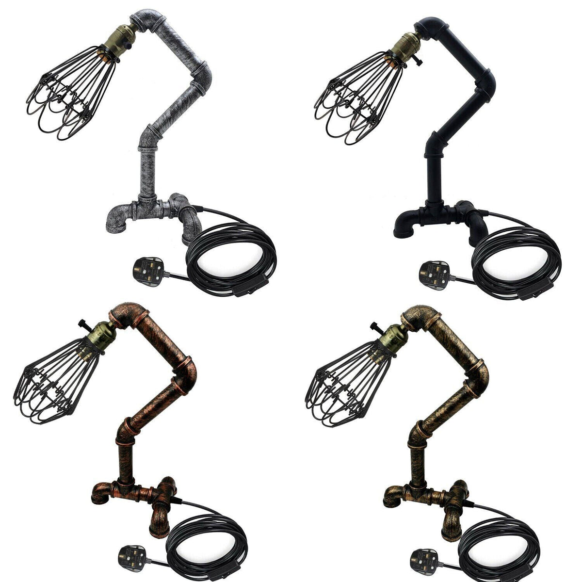 Steampunk Water Pipe Desk Lamp Retro Plugin Lighting ~6091-1