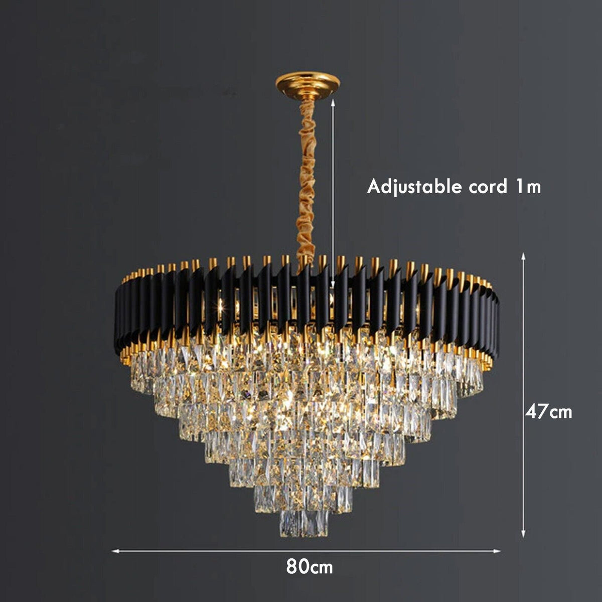 Modern Crystal Black Gold Chandelier With Matching Wall Lights~4118-7