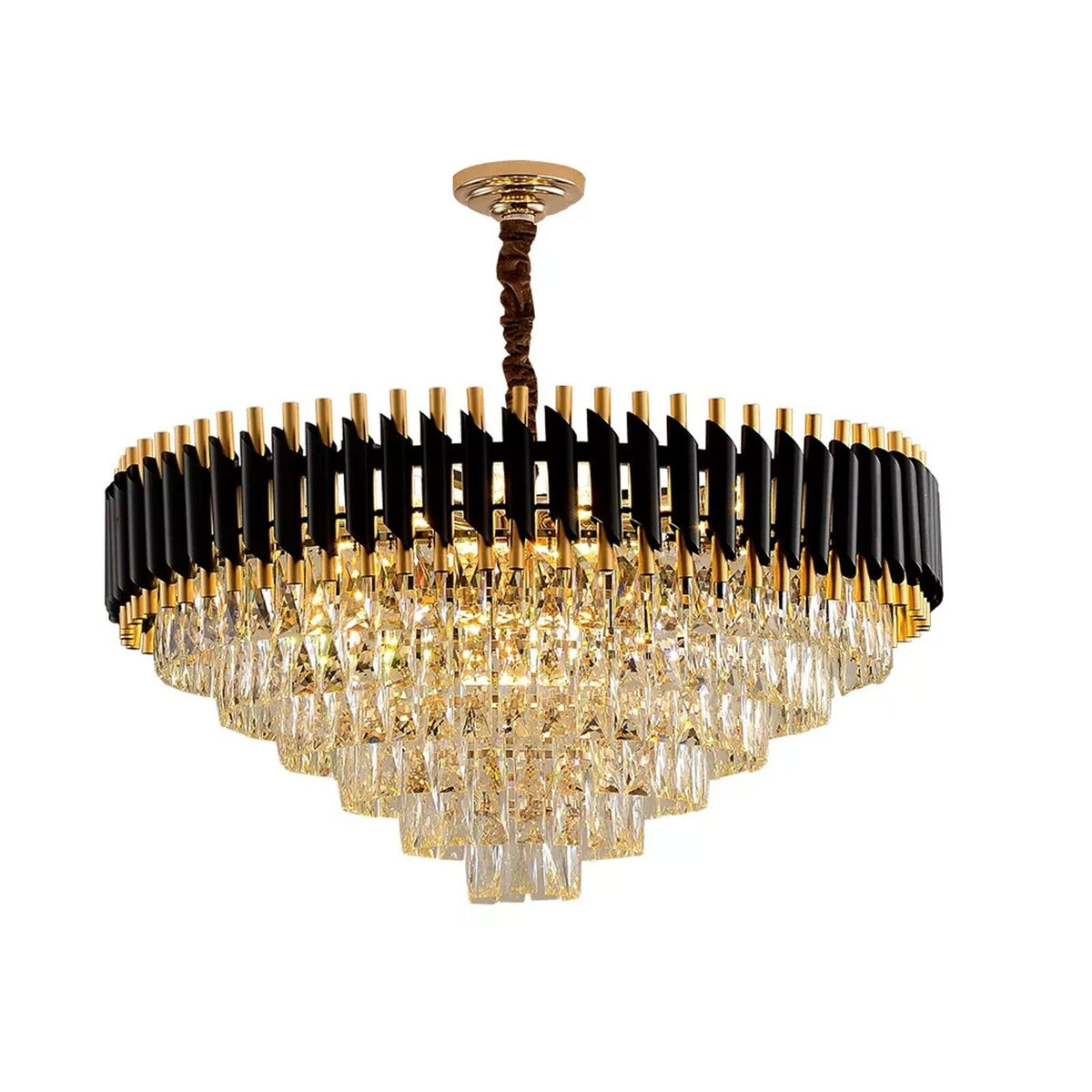 Modern Crystal Black Gold Chandelier With Matching Wall Lights~4118-2