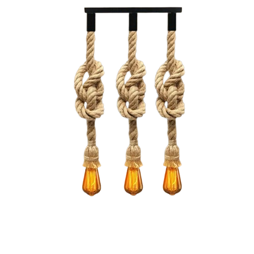 Vintage Hemp Rope 3 Head Cluster Pendant Light E27 ~6014-4