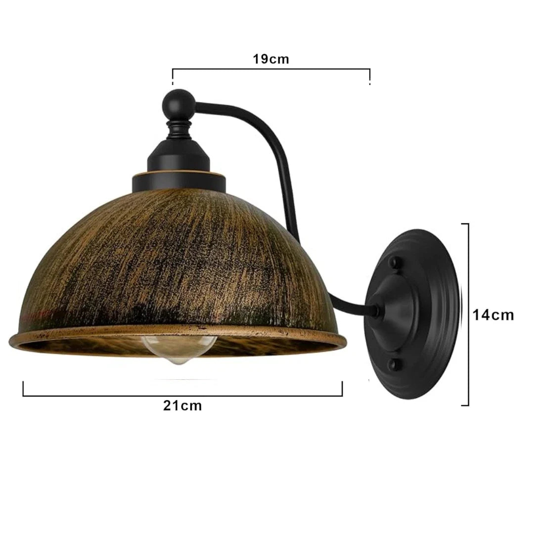 Industrial Wall Sconce with Brushed Copper Metal Dome Shade  Indoor Wall Light~6178-2