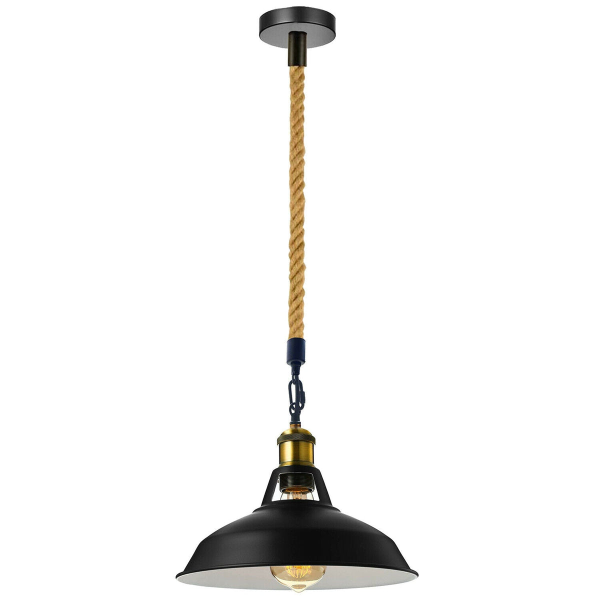 Slotted Shape Metal Ceiling Pendant Light Modern Hemp Hanging Retro Lamps~1653-3