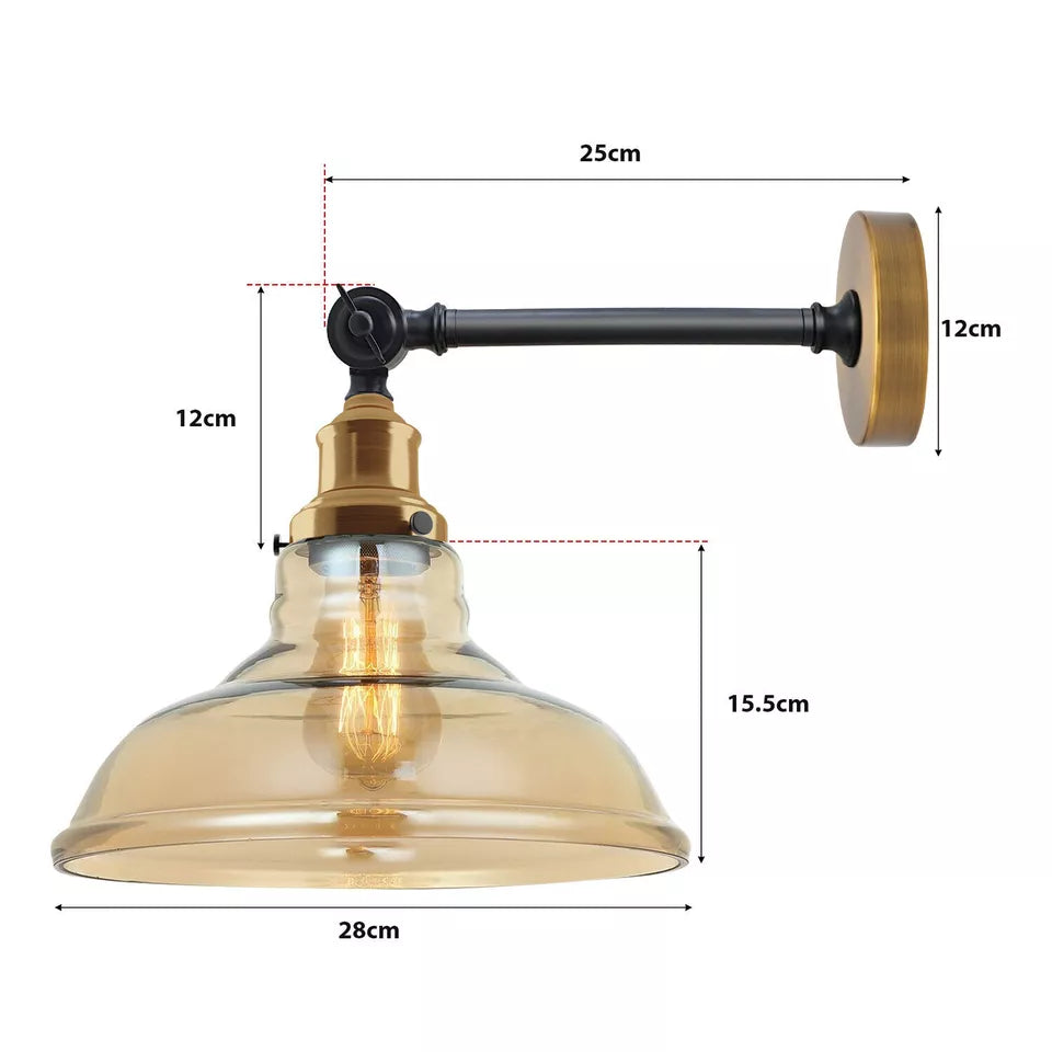 Amber Glass Shade Modern Wall Light~2696-1