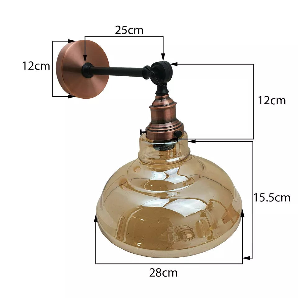Smoky Glass Wall Lights Retro Wall Sconce UK ~2697-3