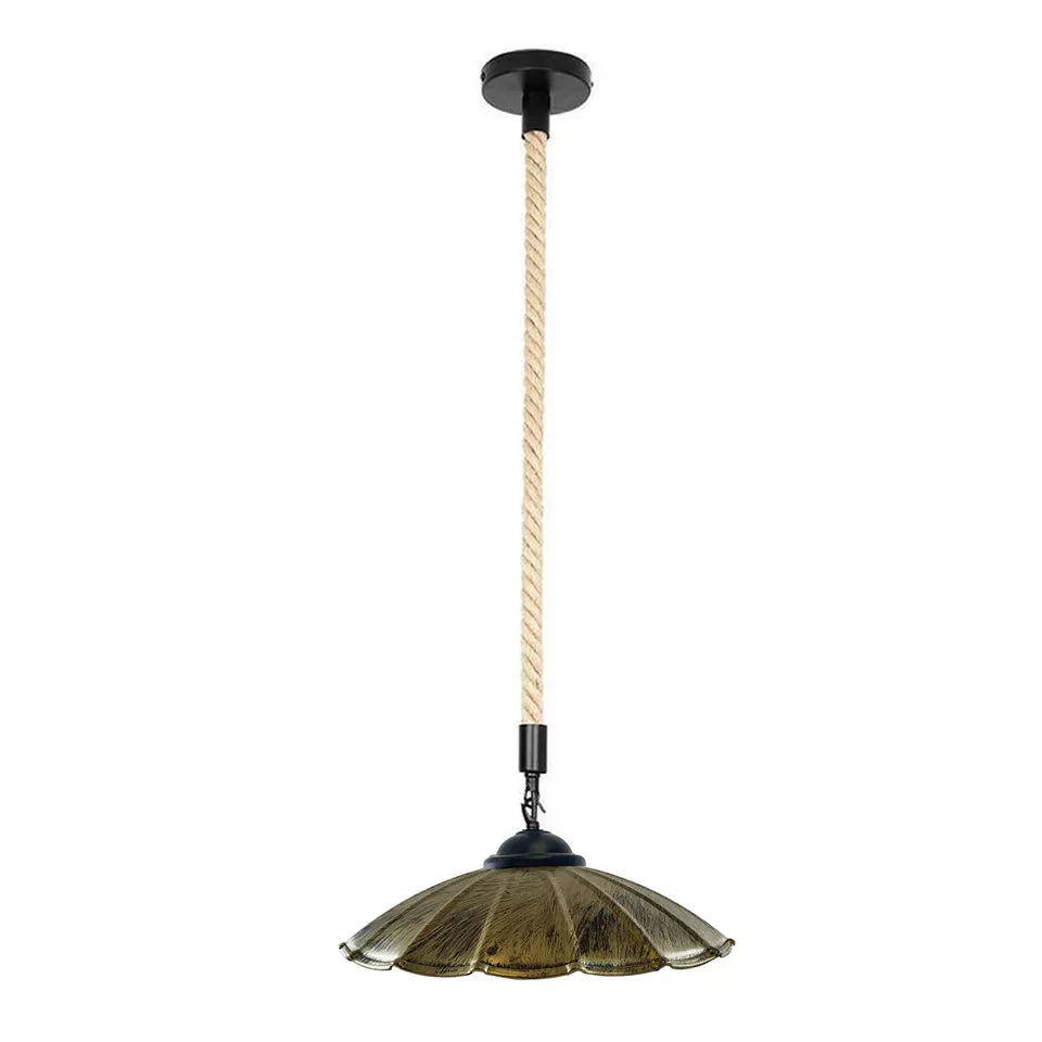 Vintage Industrial Hemp Rope Metal Shade Pendant Lights ~ 5444-9