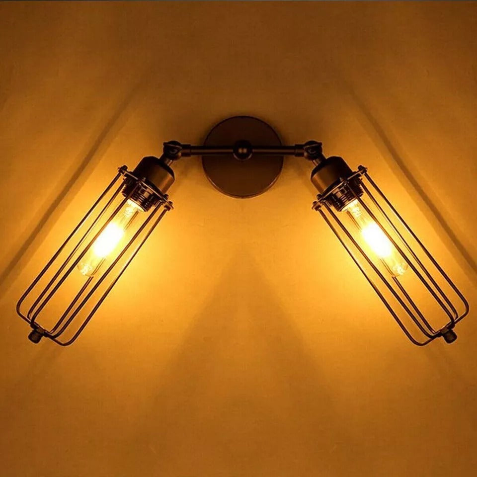 Vintage Industrial Wall Light Retro Cage Wall Sconce Lamp~5750-2