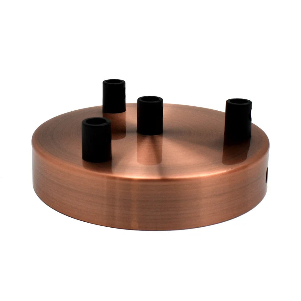 4 Outlet Copper Metal Ceiling Rose 120mm Side Fitting Plate~2880-4