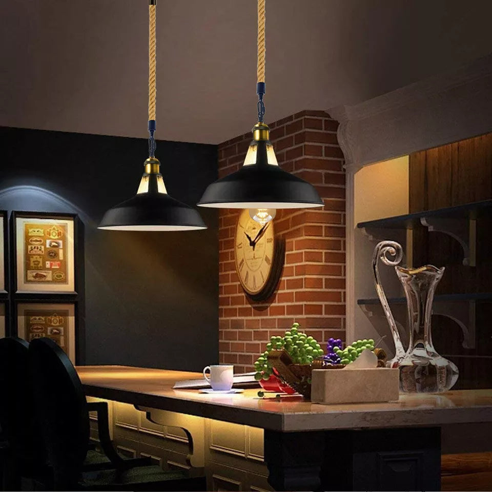 Metal Ceiling Pendant Light Modern Hemp Hanging Retro Lamps~1641-0
