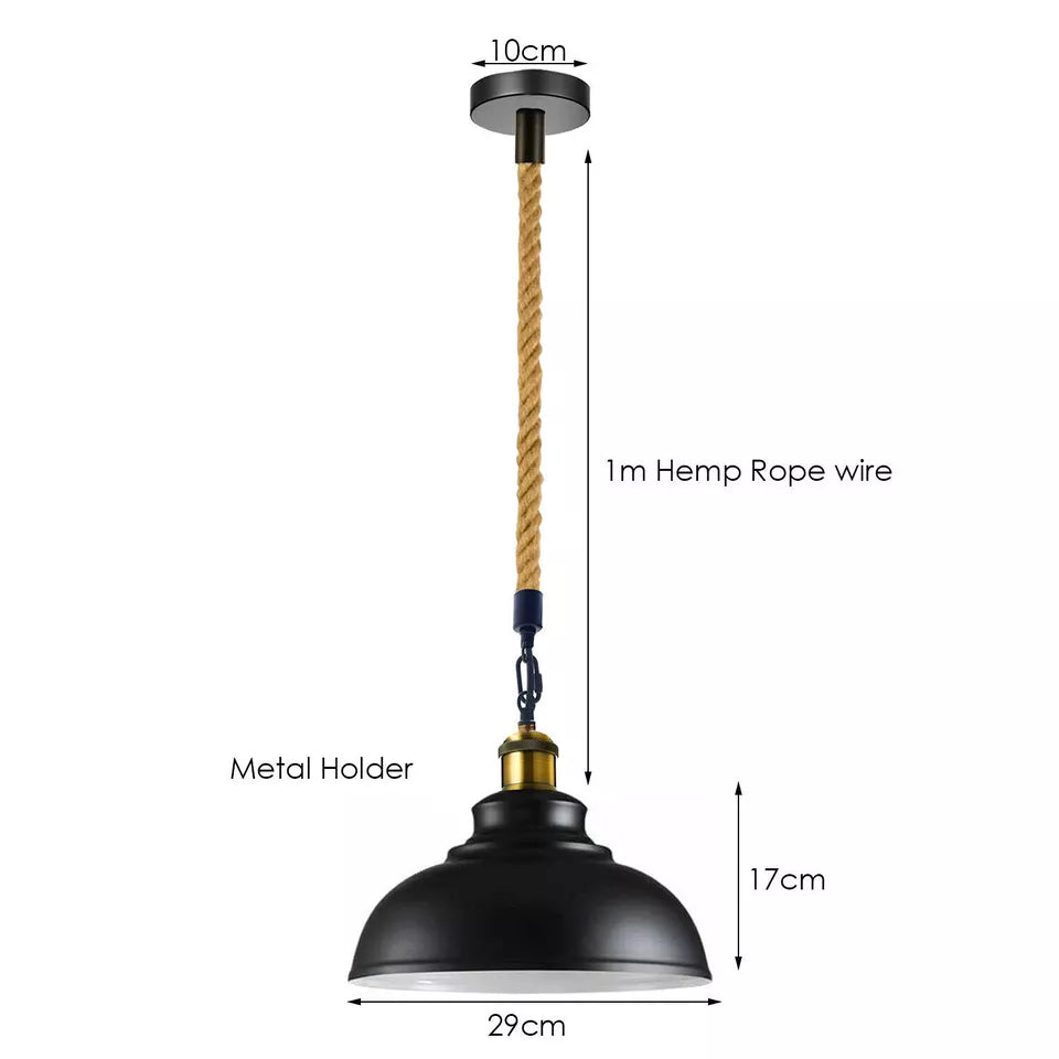 Metal Ceiling Pendant Light Modern Hemp Hanging Retro Lamps~1641-2
