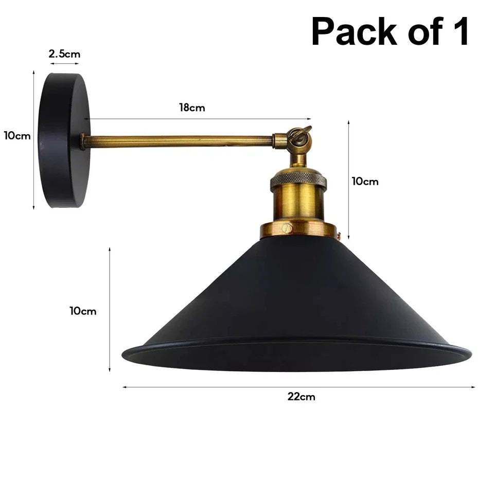 Industrial Indoor Wall Sconce Metal Black Wall Lamp~5972-3
