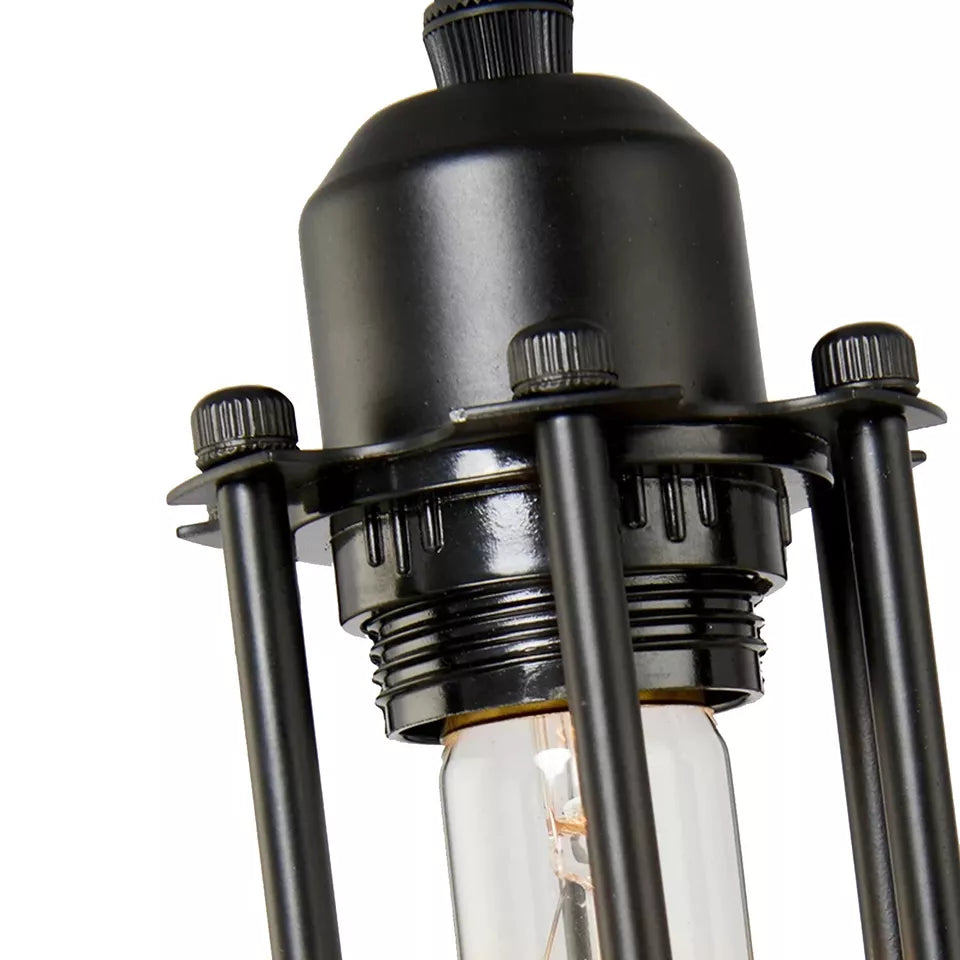 Retro Ceiling Light Suitable E27 Black Wire Cage With Adjustable Black Cable~1496-3