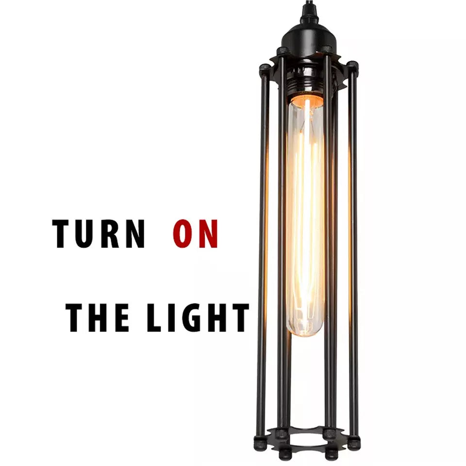 Retro Ceiling Light Suitable E27 Black Wire Cage With Adjustable Black Cable~1496-4