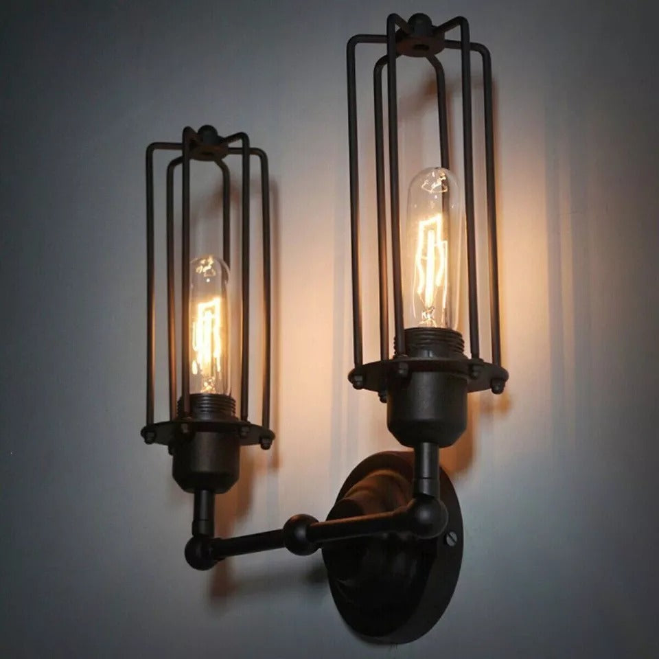 Vintage Industrial Wall Light Retro Cage Wall Sconce Lamp~5750-3