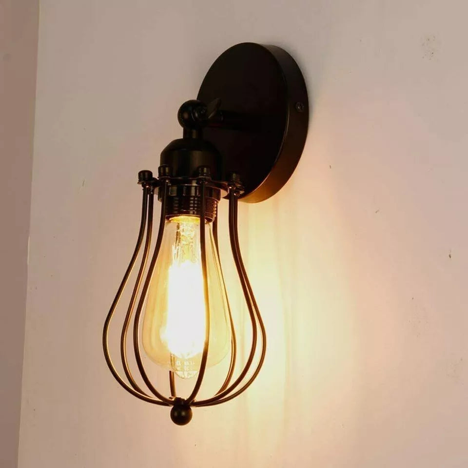 Industrial Cage Wall Light E27 Vintage Black Sconce~ 6004-1