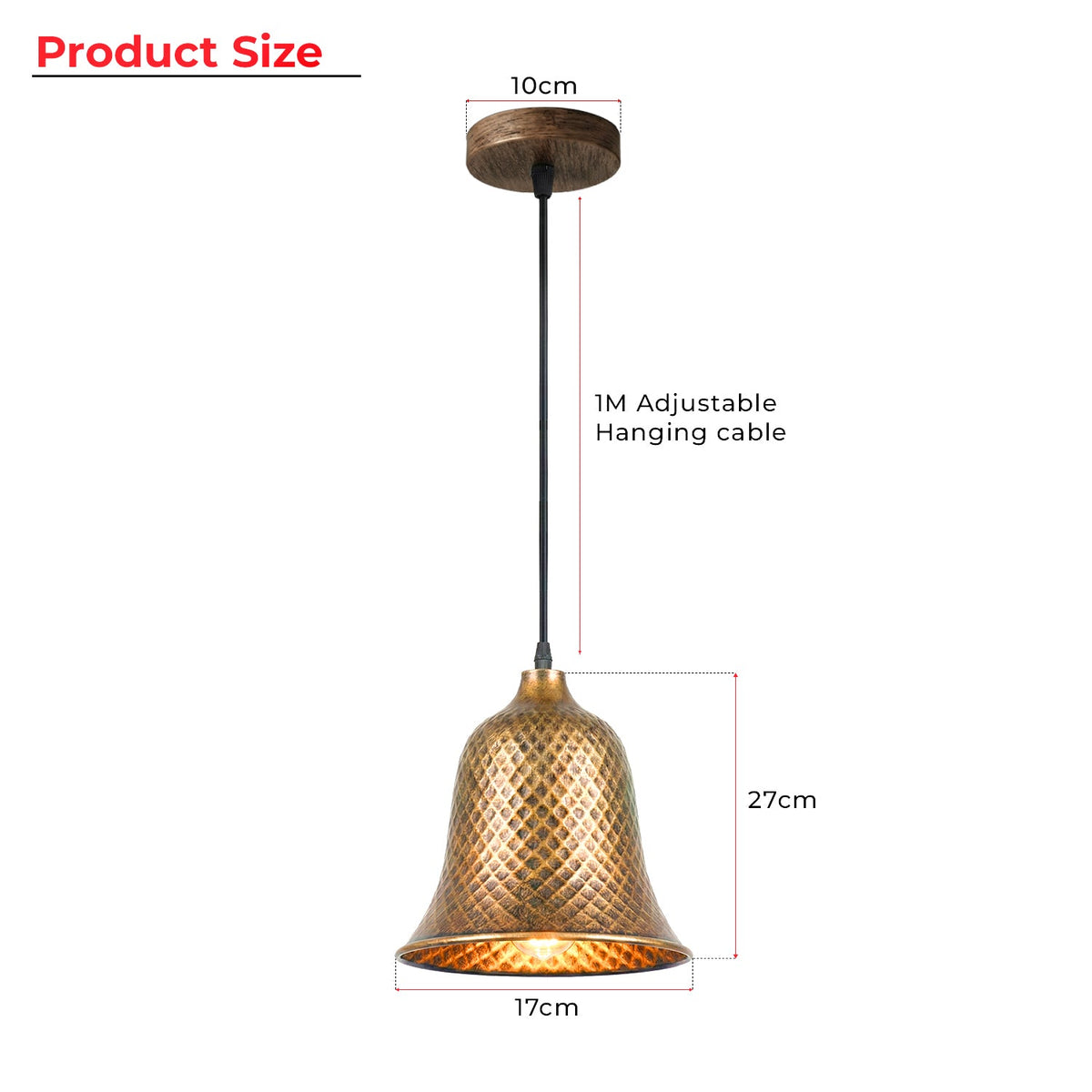 Bell Mini Pendant Light Metal Copper E27 ~6633-1