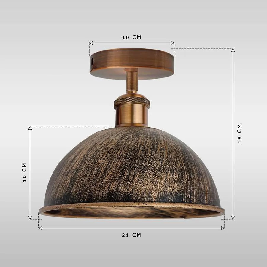 Vintage Industrial Flush Mount Ceiling Light Metal Dome E27 Fitting ~5111-1