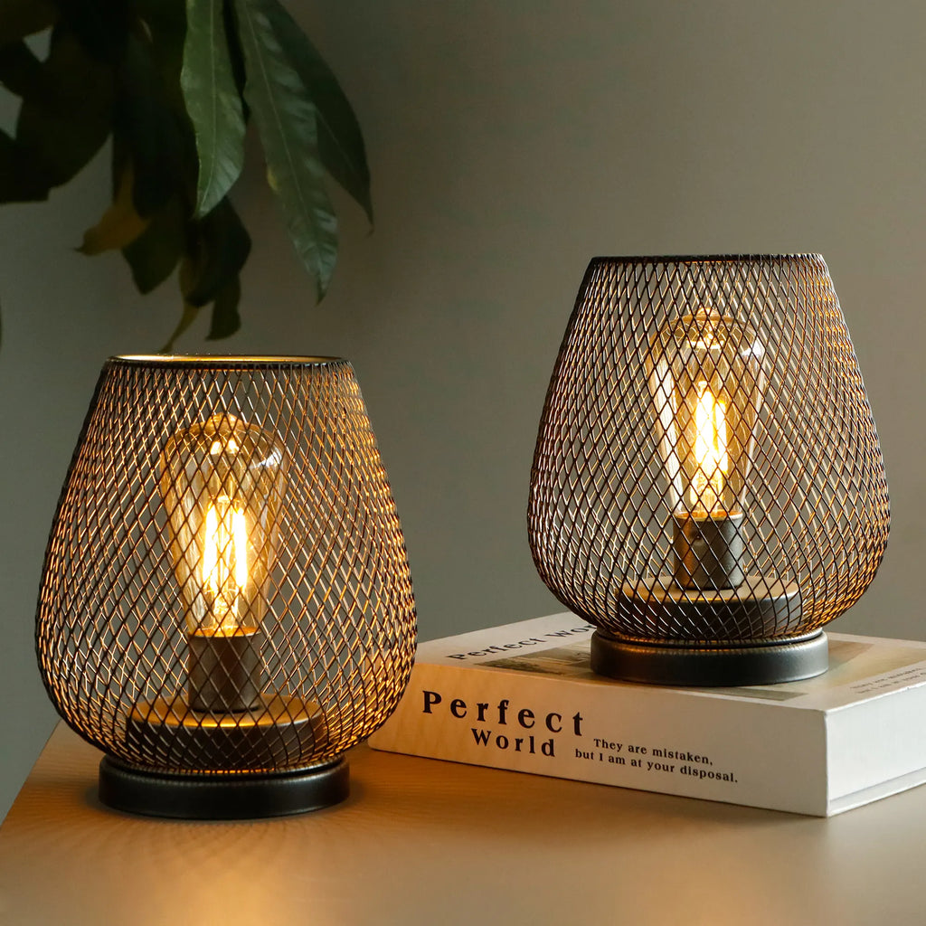 Set of 2- 6.5''H Metal Table Lamps (Brown)-2