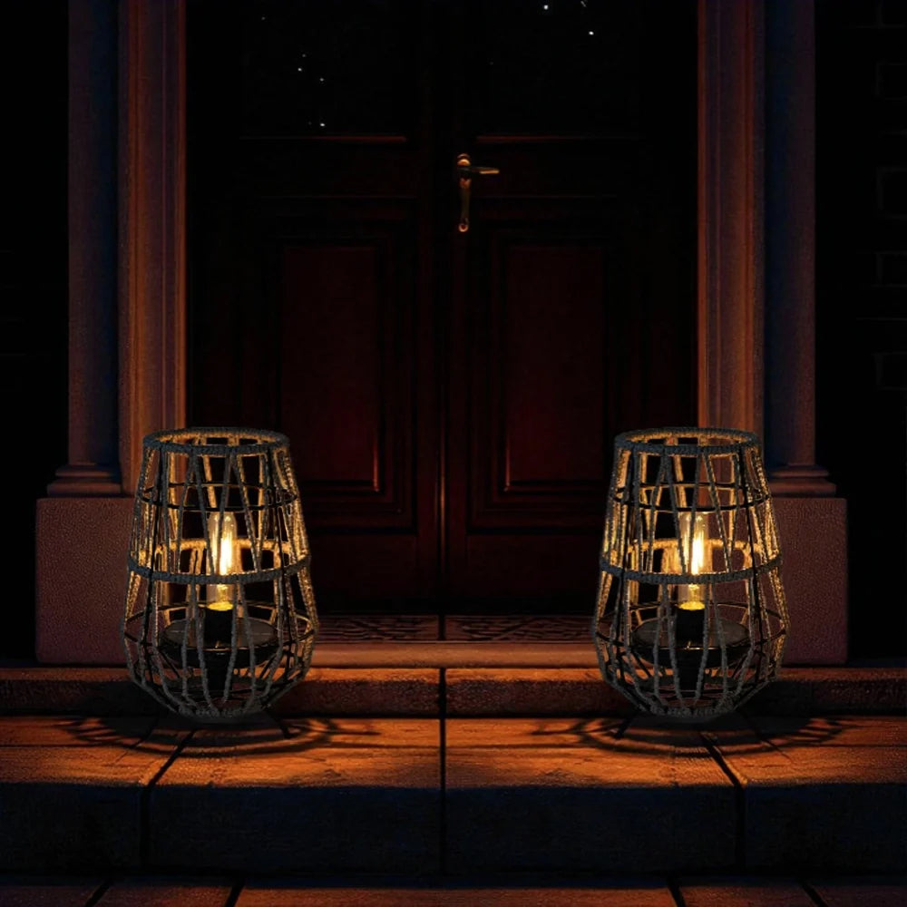 Set of 2 Solar Lantern Outdoor Table Lamp Outside Hanging Solar Lights-3