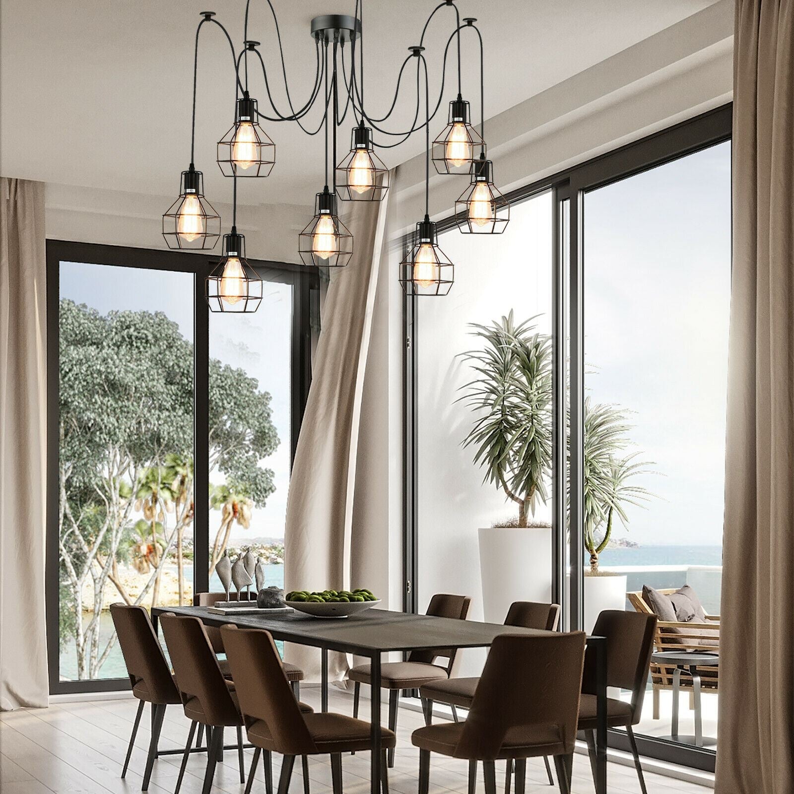 8 Way Spider Ceiling Pendant Light 2M  ~1180-4