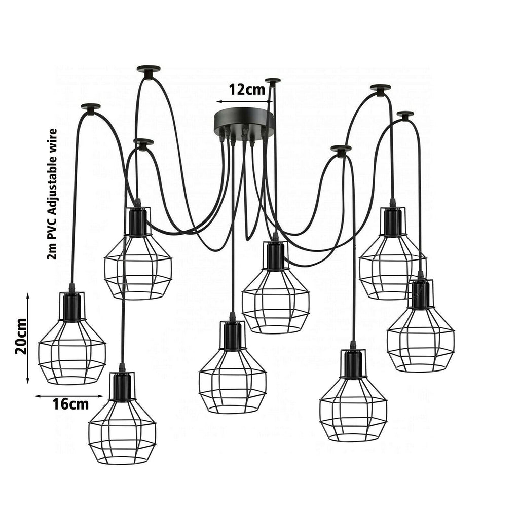 8 Way Spider Ceiling Pendant Light 2M  ~1180-1