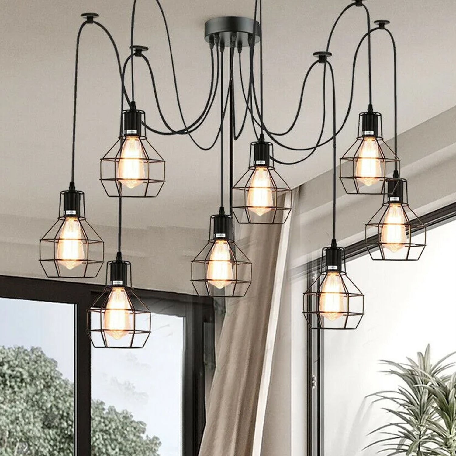 8 Way Spider Ceiling Pendant Light 2M  ~1180-0