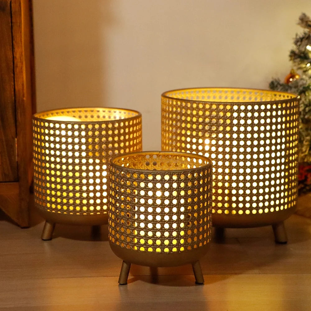 Set of 3 Plant Pots 10/8.5/7''H (Antique Gold)-1