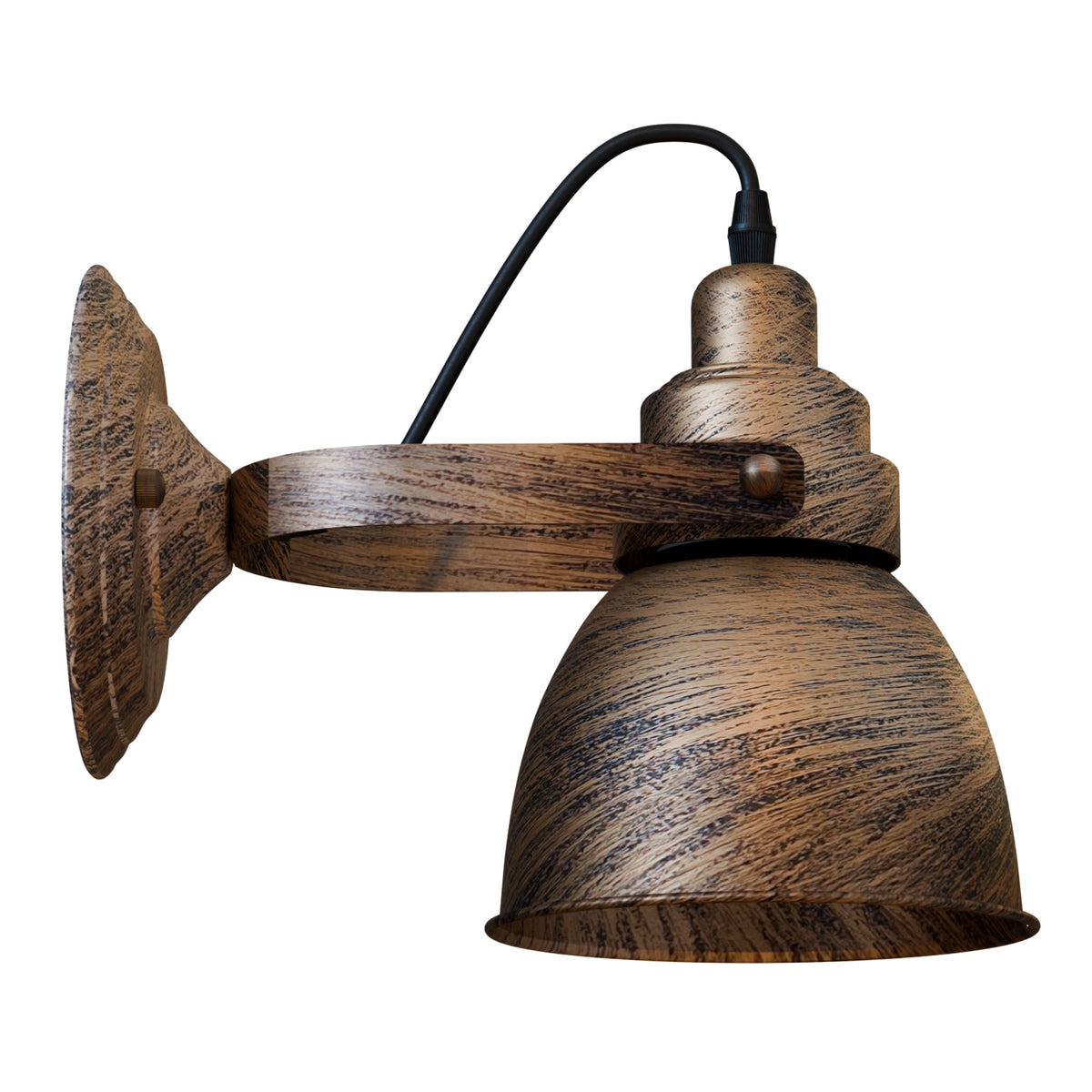 Industrial Wood Effect Bell Wall Light E27 ~5526-5