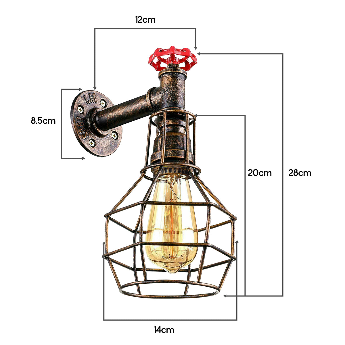Brushed Copper Modern Industrial Retro Vintage Style Pipe Cage Wall Light Wall Lamp Fixture~1117-3