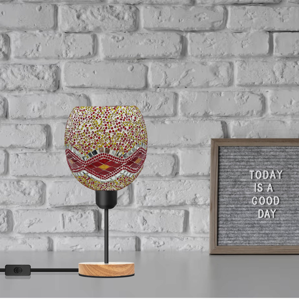 Globe Handcrafted Mosaic Table Lamp E27 Multi-coloured Glass~5024-0
