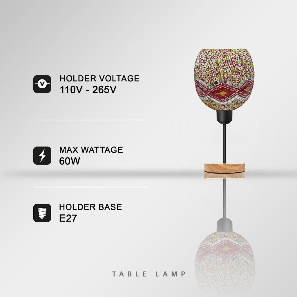 Globe Handcrafted Mosaic Table Lamp E27 Multi-coloured Glass~5024-2