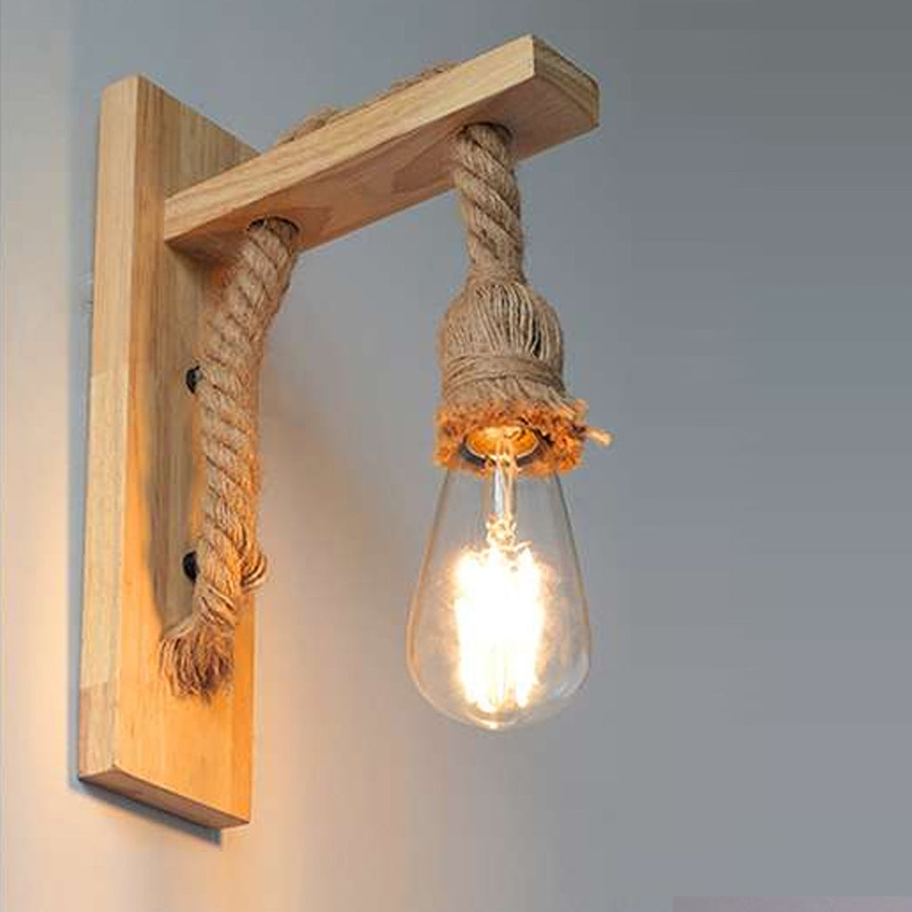 E27 Wooden Rope Wall Lamp Indoor Lighting ~4568-0