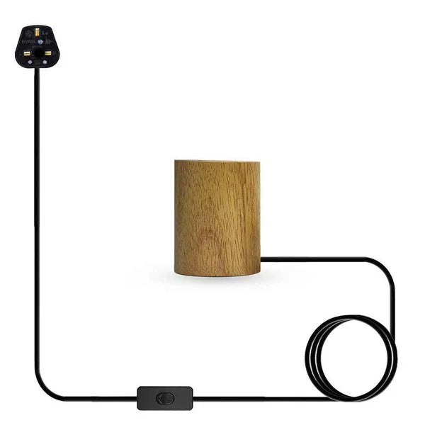 Nordic Wood Table Lamp Base E27 Plug In with Switch~4557-7