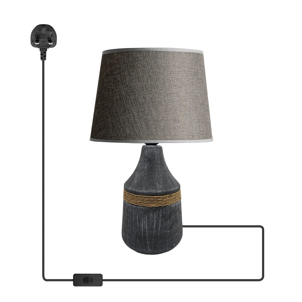 Modern Minimalist Table Lamp E27 – Fabric Shade Ceramic Base~5160-4
