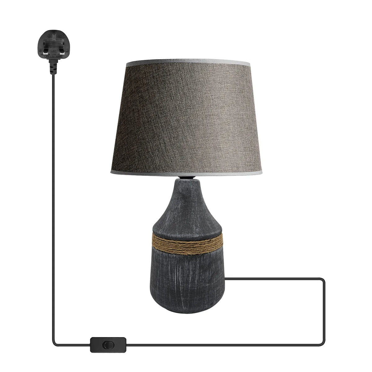 Modern Minimalist Table Lamp E27 – Fabric Shade Ceramic Base~5160-4