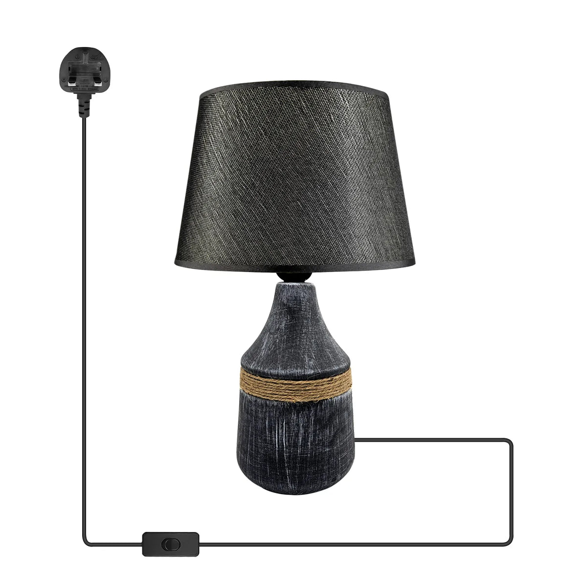 Modern Minimalist Table Lamp E27 – Fabric Shade Ceramic Base~5160-1
